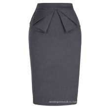Грейс Карин женщин сплошной Цвет высокие эластичные бедра-завернутый серый винтажный Ретро карандаш юбка CL010454-5